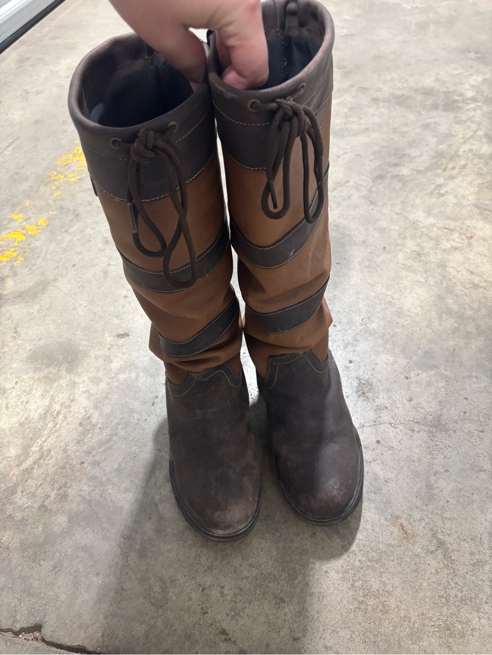 Women's Two-Tone Brown Tall Lace-Top Boots